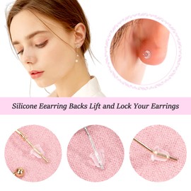 Rubber Earring Backs Soft Clear Earring Backings for Studs Hypoallergenic Silicone Earrings Backs Stopper Replacement for Women (100 Pcs)