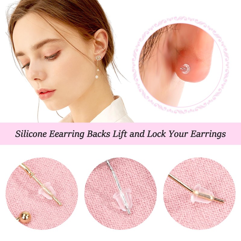 Rubber Earring Backs Soft Clear Earring Backings for Studs Hypoallergenic