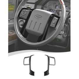 Hoolcar Interior Center Console Steering Wheel Cover Trim Compatible with Ford F250 F350 F450 F550 2008-2016, for Ford Expedition 2007-2012, Carbon Fiber