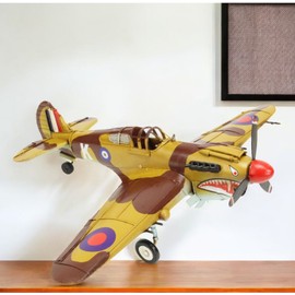 Homeroots 6" Yellow and Brown Metal Hand Painted 1941's P-40 Fighter Model Airplane