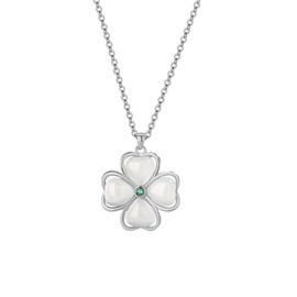 OIDIMS Dainty Jade Clover Pendant Necklace for Women S925 Sterling Silver Crystal Four Leaf Clover Necklaces Lucky Simple Love Heart Flower Jewelry Festival Wedding Statement Girlfriend Mom