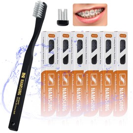 DUJINDENT Orthodontic Toothbrush for Braces [6 Packs][Made in Korea] V Trim Cutting USA Bristles Braces Toothbrush for Brackets and Wires Cleaning (Ortho Compact 20 Extra Soft, 6 Pack)