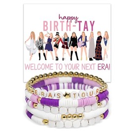 FUNTE Purple Purple Bracelet 5pcs Friendship Bracelets With Birthday Card Tour Friendship Bracelets Jewelry Gifts for Women Girls