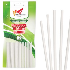 100 Stück Papier-Trinkhalme – 20 cm x 6 mm – biologisch abbaubar und kompostierbar, Einweg-Trinkhalme, umweltfreundlich – Trinkhalme für kalte und warme Getränke – ideal für Partys, Bars