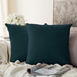 Soft&Rich 100% Cotton 2pc Decorative Cushion Cover/Square Throw Pillow Case (Teal, 2 Pieces 16"x16")