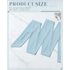 Glitopper Women Chiffon Sash Belt Dress Sash Waist Bridal Wedding Belt 50s Accessories 3'' Wide(Sky Blue,Classic Style)