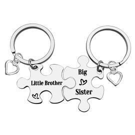 Ximalun Sister and Brother Keyrings Brother and Sister Gifts for Big Sister Little Brother Keyring Set Brother Gifts from Sister Christmas Birthday Gifts Sibling Gifts for Brother and Sister
