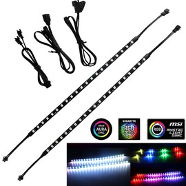 2 x RGB LED Strip for PC Case, 5V 3Pin Modding, ASUS AURA SYNC, GIGABYTE RGB Fusion, MSI MYSTIC LIGHT SYNC, ASROCK RGB LED, Motherboard