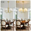 Linour Gold 5 Light Chandelier for Dining Room, Fabric Shade