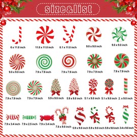 Soaoo 25 Pcs Christmas Large Round Yard Decorations Outdoor Double Sided Lawn Decorations Hanging Christmas Holiday Christmas Tree Hanging Porch Yard Lawn Decoration for Xmas Decor(Candy)