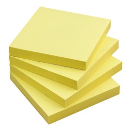 Sticky Notes 3x3 Self-Stick Notes Bright Colors Sticky Notes 4 Pads 100 Sheets/Pad (Yellow)
