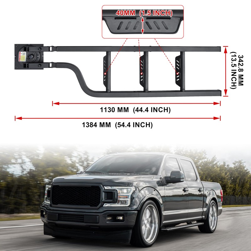 KEWISAUTO Foldable Pickup Truck Tailgate Ladder, 45" Heavy Duty Universal