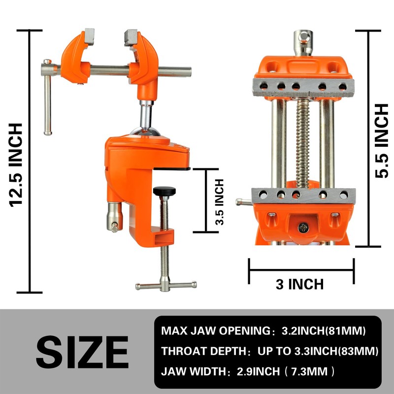 MAXMAN Clamp Bench Vise with Post Universal, Woodworking Vise, 360°