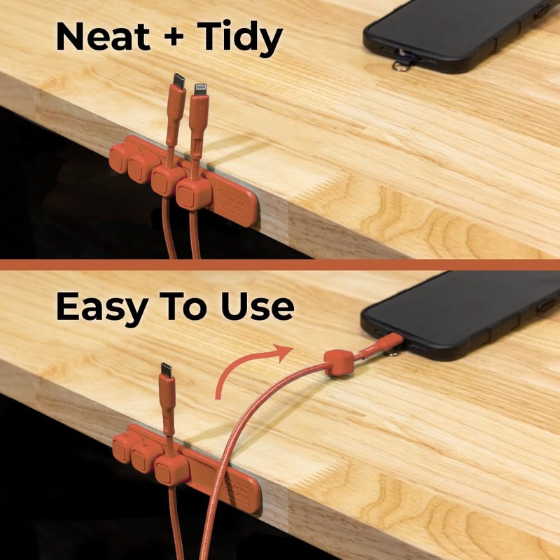 BLACK+DECKER 4 Pack Magnetic Cable Clips w/Metal Plate, Adhesive Wire