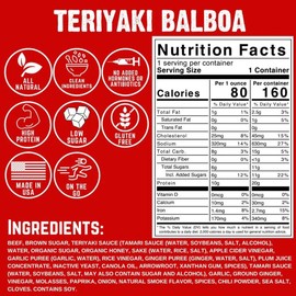 Righteous Felon Beef Jerky - Teriyaki Balboa Jerky - Gluten-Free Snacks - All-Natural, Locally Sourced & Dried Beef Jerky - Low-Sugar, High-Protein Healthy Snacks - 2 Ounces Each, Pack of 8