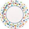 Vibrant Rainbow Polka Dots Dessert Plates - 7" (Pack of