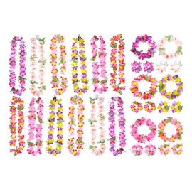 BESTOYARD Garland Hair Wreath, Hawaii Costume Accessory, Garland, Beach Hula for Parties, Hawaiian Garland Set, Mixed Colors, Set of 6