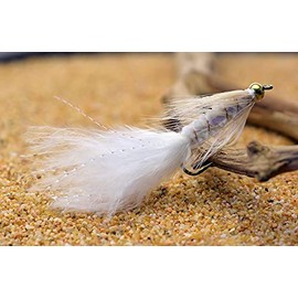 Weighted Bead Head Woolly Bugger White Streamer Fly w/Flash Tied on Mustad Signature Hooks - 12 Flies (Hook #6)