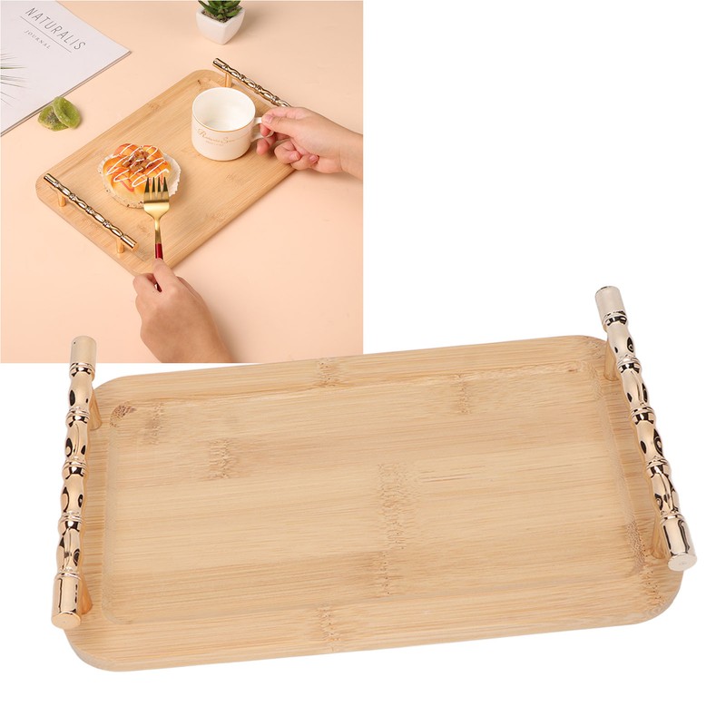 Bamboo Serving Tray with 2 Handle Eco Friendly Multipurpose Rectangular