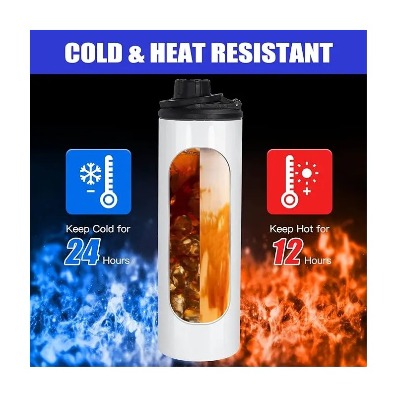 20oz sublimation sport tumblers blanks with two lids flat edge