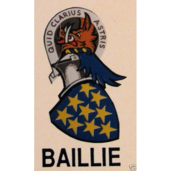 Baillie Scottish Coat of Arms Solid Brass Key Chain NEW