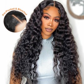 Wiggins Hair Loose Deep Wave Human Hair Wig 13x4 Transparent Lace Front Wig Ready To Go Glueless Wigs Human Hair Pre Plucked Hairline Pre bleached Loose Deep Wave Lace Front Wigs Human Hair 16 Inch