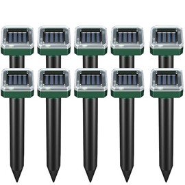 Mole Repellent Solar Powered 10 Pack,Snake Repellent Ultrasonic Vole Snake Repeller for Lawns and Yards,Waterproof Outdoor Gopher Repeller Effective for Garden