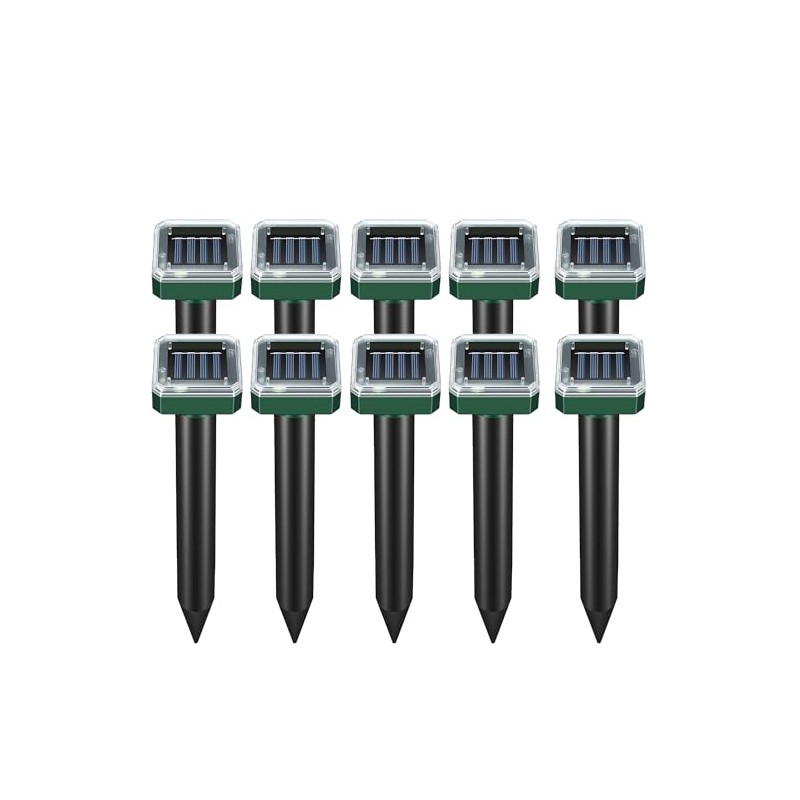 Mole Repellent Solar Powered 10 Pack,Snake Repellent Ultrasonic Vole Snake