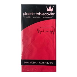 ROYAL7 3 Pack Red, Rectangle Disposable Plastic Tablecloth for Picnic, Birthday, BBQ, Party, Wedding (Red, Rectangle, 54in. X108in.)