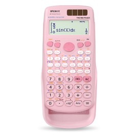 Scientific Calculators, IPEROT Solar Scientific Calculator Large Screen 417 Function, Calculators Very Suitable for High School and College Students Calculus Algebra and Other Math Textbooks (Pink)