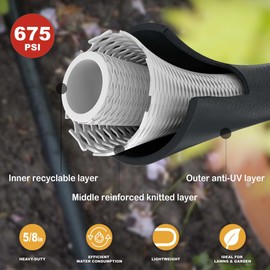 FangFarm Hybrid Garden Hose 10FT - 5/8" Heavy Duty Flexible Rubber Hose with GHT Brass Fittings - UV-Resistant Leak-proof Ideal for Lawn & Outdoor Use