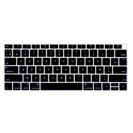 HRH French AZERTY Language Silicone Keyboard Cover Skin for MacBook Air 13 Inch 2018 Release A1932 with Retina Display and Touch ID,USA Layout