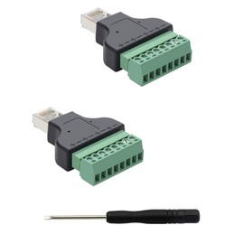 PENGLIN Pack of 2 RJ45 Male to 8 Pins Screw Terminal Block Adapter for Cat7 Cat6 Cat5 Ethernet Extender CCTV Digital Internet RJ45 8P8C Male to 8-Pin Terminal Ethernet Connector