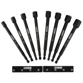 ARES 70640-8-Piece Metric Magnetic Impact Nut Driver Bit Set - Impact Grade Nut Setters with Industrial Strength Magnets