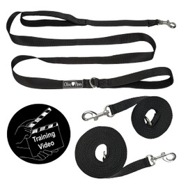 Olive Paws 30 ft Dog Leash | Small Dogs, Medium, Large | Dog Training Leash Set | 6ft, 15ft, 20ft, 30ft Long Dog Lead Dog Training Tools – Puppy Training, & Bonus Instructional Video (Black)