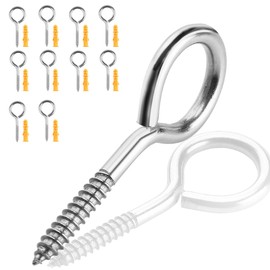 Garegce Vine Eye Hooks Screw for Hanging, 51 mm (2.0 inch) M4 Stainless Steel Eye Hooks Screw in, Washing Line Wall Hook Outdoor Garden, 10PCS