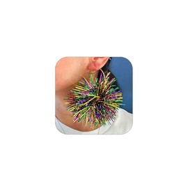 Mardi Gras Earrings for Women Carnival Festival Dangle Earrings Colorful Shiny Fireworks Earrings Mardi Gras Mask Feather Drop Earring Holiday Earring Jewelry (Fireworks B)