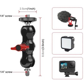 Hensych Multi-function Magic Arm Double Ball Mount Clamp Crab Pliers Clip Compatible for SLR Camera,Microphones, Fill lights, Cameras and Other Photography Equipments