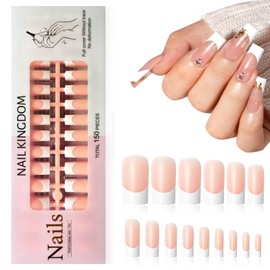 EternalClassic White French Tip Press on Nails Long Square Fake Nails, 150pcs French Gel Nail Tips Nude Nail Press ons, Long Press on Nails Square False Nails Stick on Nails for Nail Extension