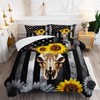AILONEN Bull Skull Comforter Set Queen Size,Camo American Flag Bedding
