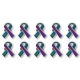 10 Suicide Awareness Jewelry-Quality Enamel Ribbon Pins With Clutch Clasp - 10 Pins - Show Your Support For Suicide Awareness
