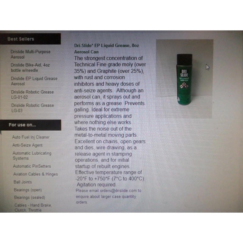 Drislide Dri Slide EP Liquid Grease Aerosol DSL702 8oz Can