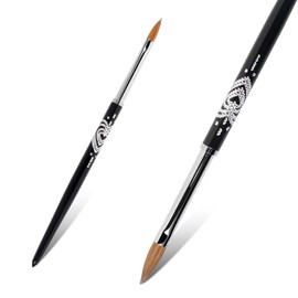 BQAN 3D Kolinsky Nail Art Brush 1Pc #6, Professional nail brushes for acrylic application, Natural Wooden Handle with Rhinestone Design