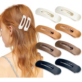 Flat Hair Clips Medium Hair Barrettes - 8 Pcs Flat Clips for Hair | Flat Hair Barrettes | Flat Lay Clip | Strong Hold Lay Flat Hair Clip | Alligator Hair Clips for Girls