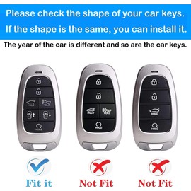 Kirsnda for Hyundai Key fob Cover case with Keychain,Soft TPU Protection Key Shell/Skin,7-Buttons fit 2019 2020 2021 Sonata Nexo Remote Key Vehicle Accessories(Black)