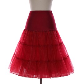 Boolavard 1950 26 inch Vintage Retro Rockabilly Petticoat Petticoat Tutu Skirt Petticoat Swing Red Black White Pink Blue, Burgundy red