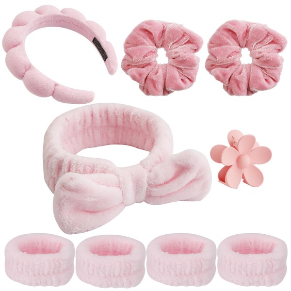 9Pcs Spa Stirnband zum Waschen Gesicht, YRYUNRUI Skincare Stirnband, Schwamm