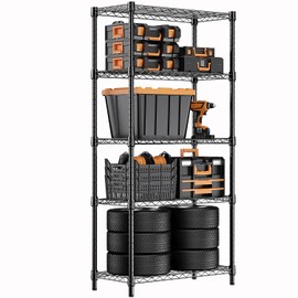 M MZG 1250 lbs Storage Shelving Utility Shelving Unit 5-Tier Utility Shelving Unit Steel Organizer Wire Rack for Home,Kitchen,Office (13.7" D x 23.6" W x 62.4" H)