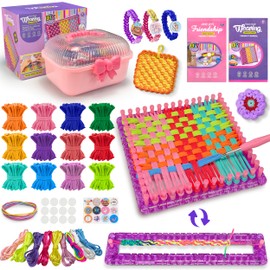 LINAYE Weaving Loom Kit for Kids Adults, Art and Crafts Supplies, Pot Holder Friendship Bracelet Making Kit for Kids, Birthday Gifts for Girls Ages 6 7 8-12 10-12, 12 Color 288 Loops, Portable