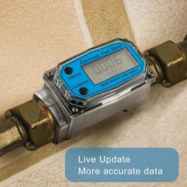 Jadeshay Flow Meter for Turbines, Mini Digital Flow Meter 1 Inch NPT Thread Flow Meter for Fuel 15-120L 1 Inch (Blue-LW-25)